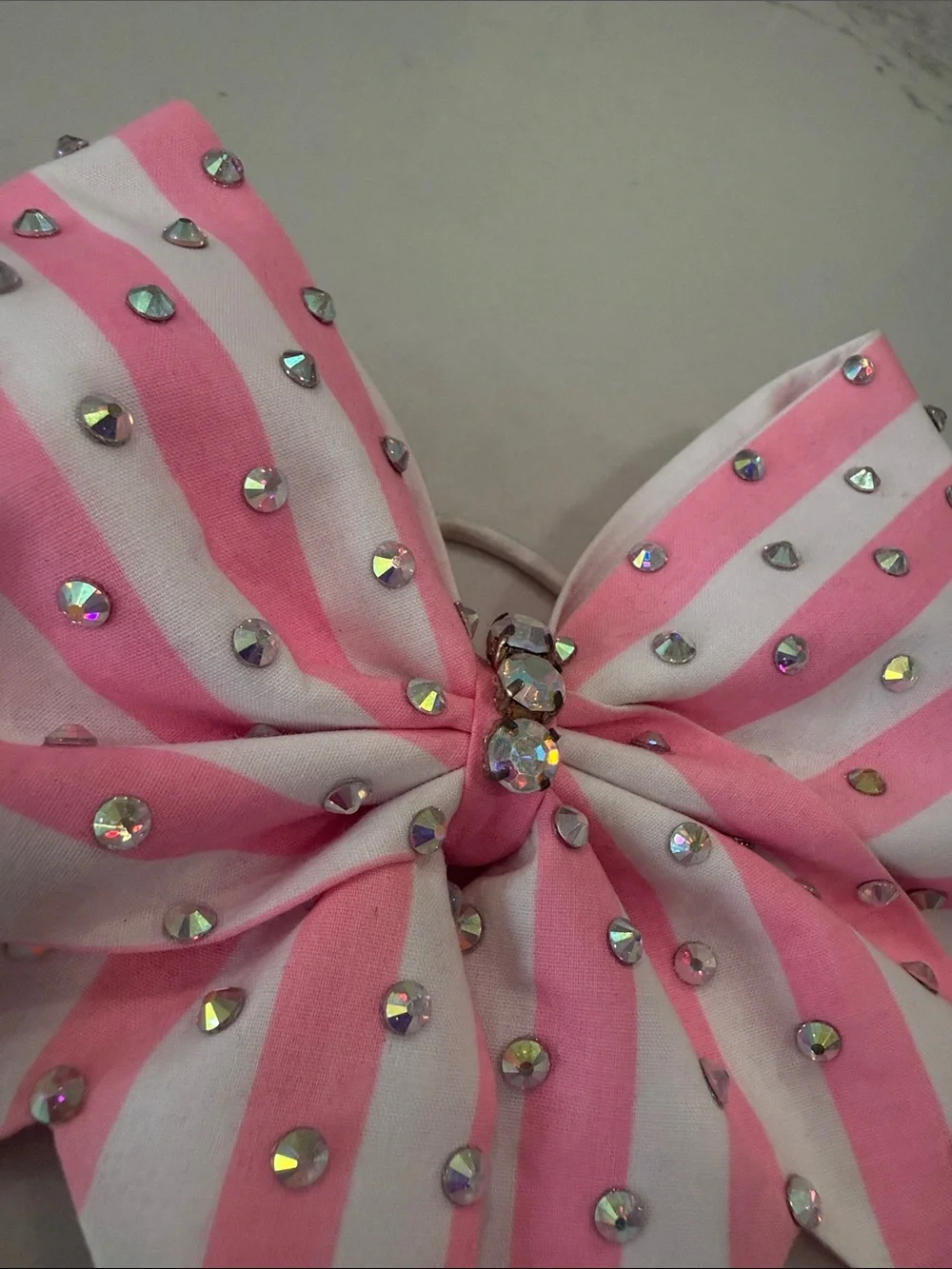 Pink and White Striped Bow by Bows of London